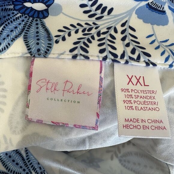 Stella Parker Top Women Size XXL Blue Floral 1/4 Zip Pullover Active UPF 50 Golf - Picture 9 of 11